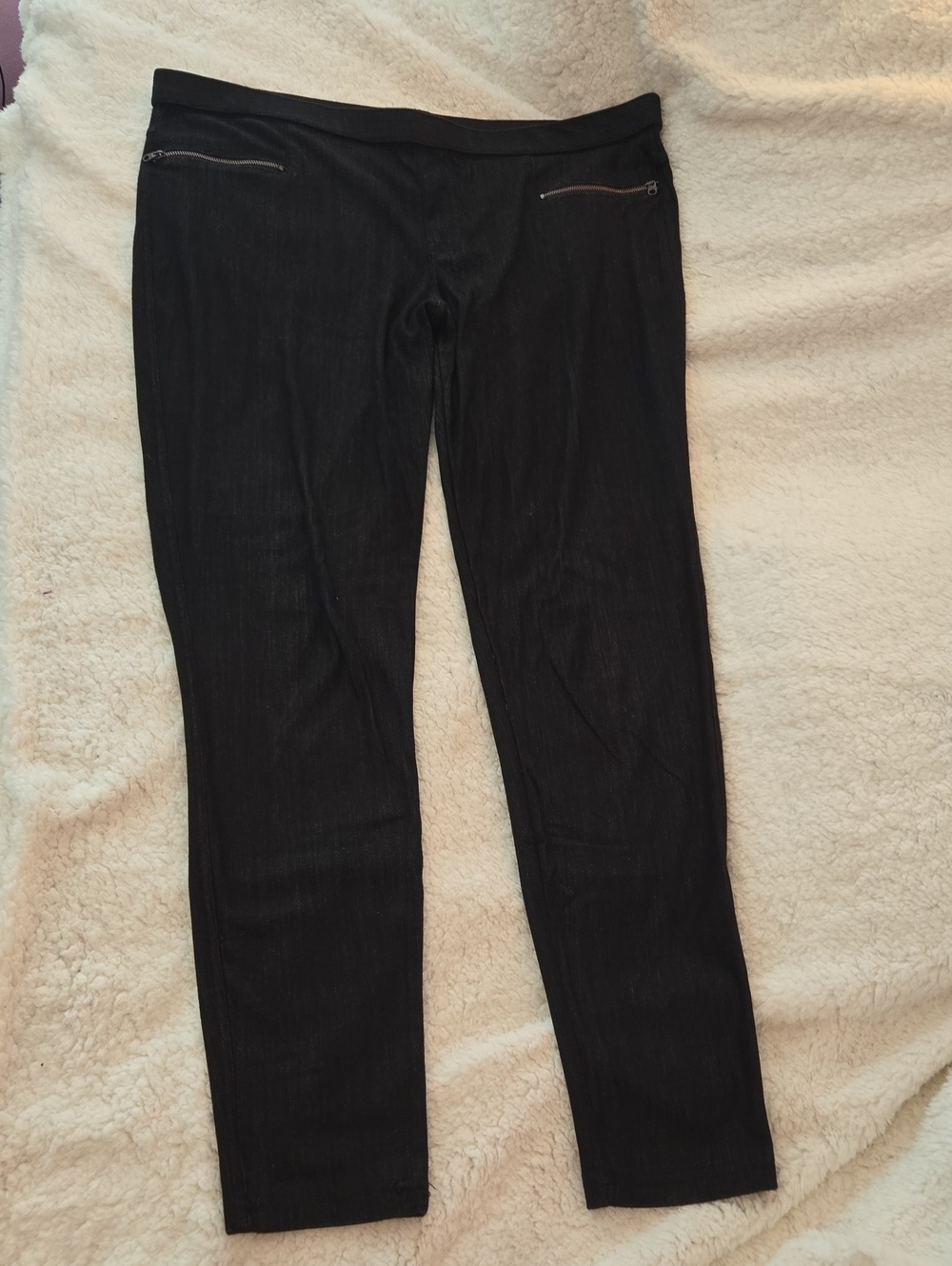 HUE Black Women’s Jeggings with Zip Faux Pocket Detail